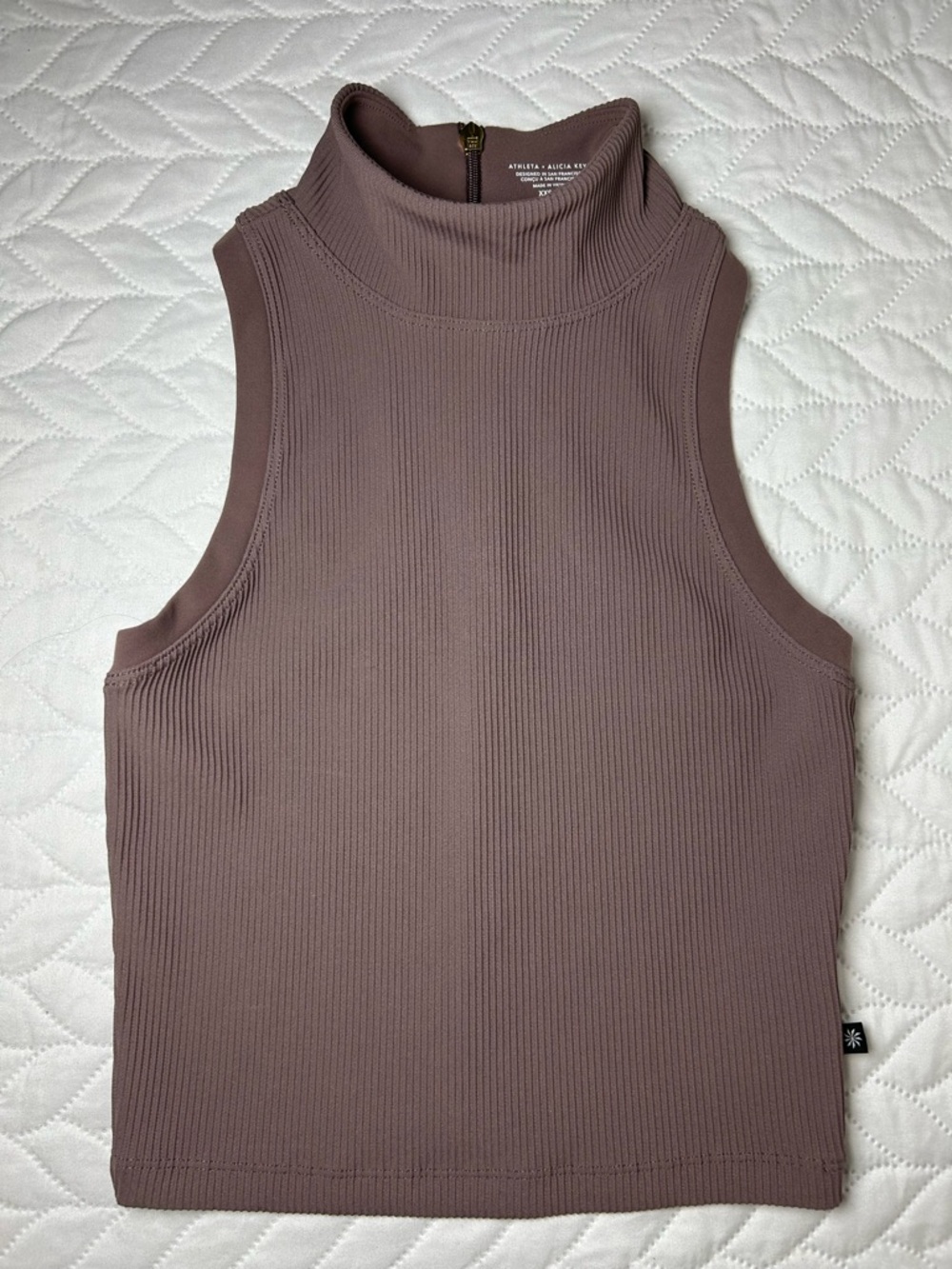 Athleta x Alicia Keys Keys Mock Neck Ribbed Tank Top - Size XXS - Purple/Mauve